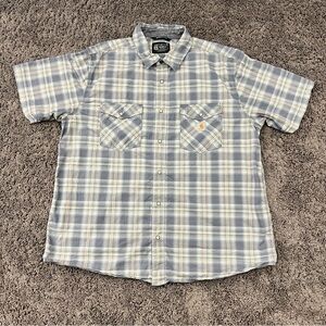 Carhartt Men's 2XL XXL Rugged Flex Relaxed Fit Button Short Sleeve Shirt Plaid